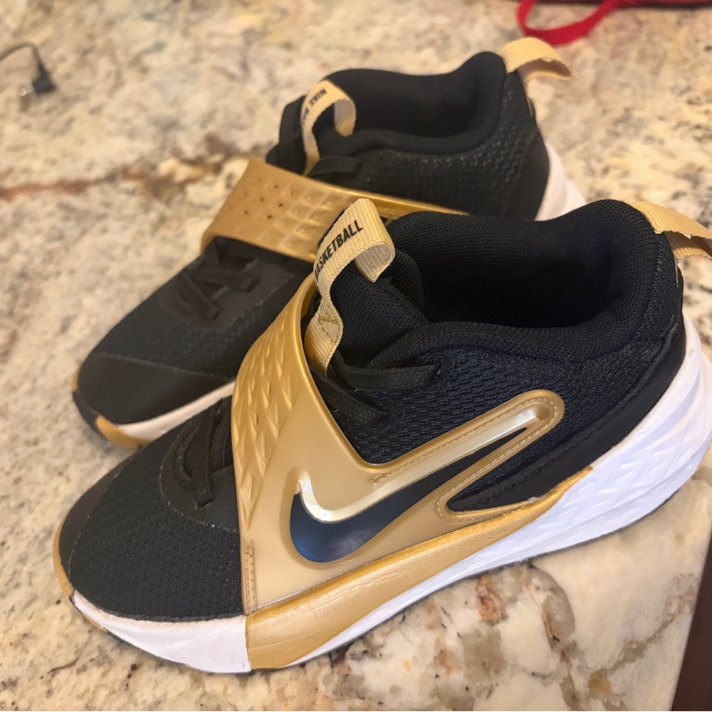 Nike Boys Black and Gold Slip-On Basketball Sneakers